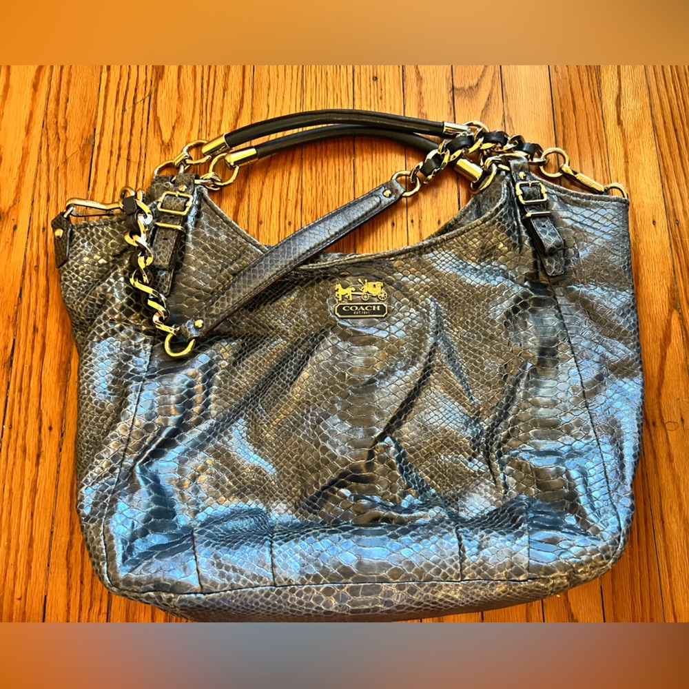 Coach Madison Shoulder Bag in denim python